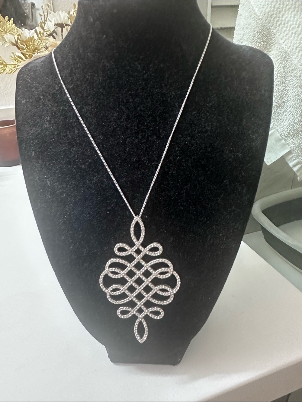 Brighton Silver-Tone Crystal Scrollwork Pendant Necklace - Silver - Picture 6 of 8